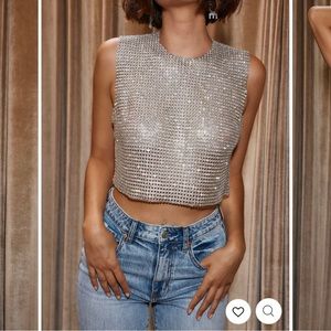 12th Tribe She's a Gem silver Rhinestone Tank